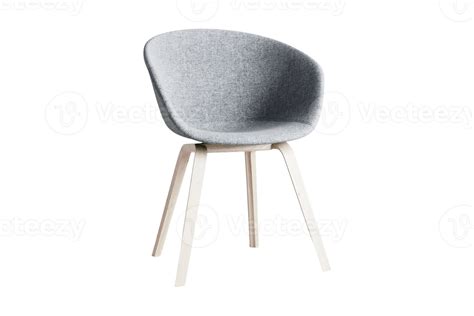 Free Gray Chair With Wooden Legs Isolated On A Transparent Background
