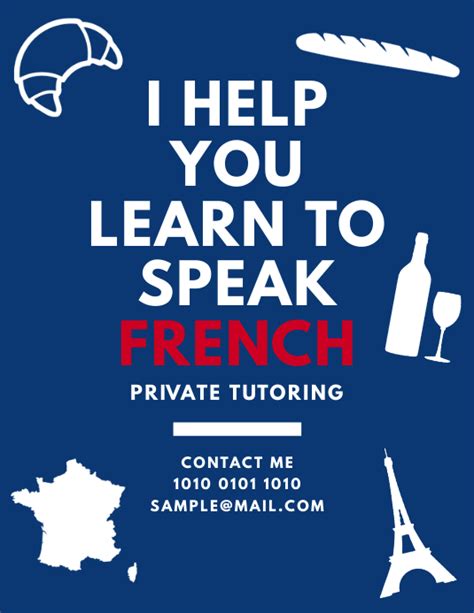 French Tutor Teaching Classes Flyer Template | PosterMyWall