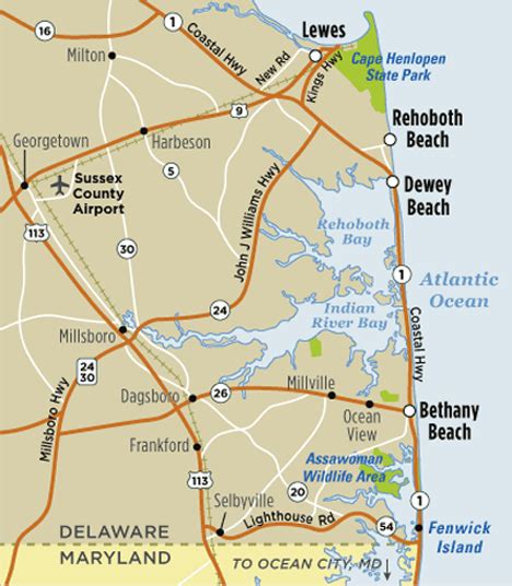 Map Of Rehoboth Beach De Visit Delaware Beaches Rehoboth Bethany