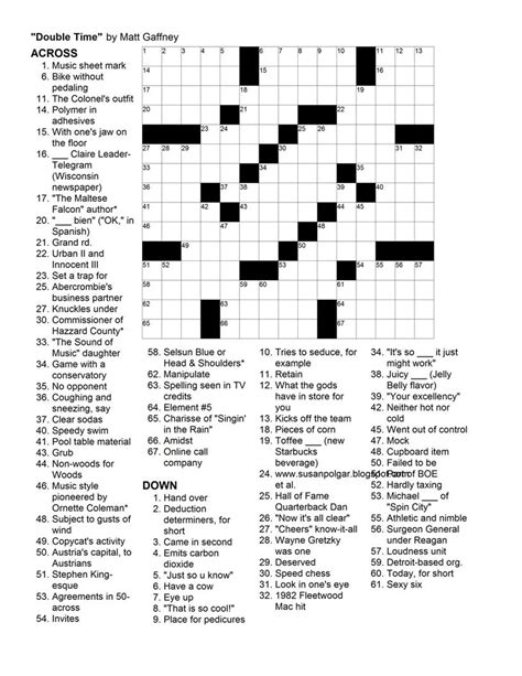 Choose from a wide assortment of topics including entertainment, kids, bible and more! September | 2010 | Matt Gaffney's Weekly Crossword Contest