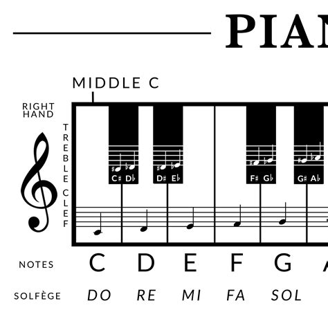 Minimal Piano Note Chart For Beginners Piano Keys Cheat Etsy Canada