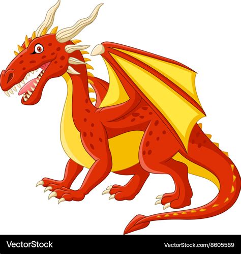 Cartoon Red Dragon Posing Royalty Free Vector Image