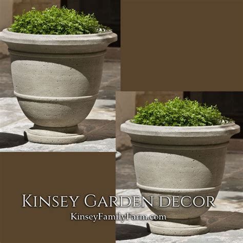 Kinsey Garden Decor Planters Relais Urn Large Set Cast Stone Outdoor