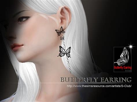 The Sims Resource Butterfly Earring By S Club • Sims 4 Downloads