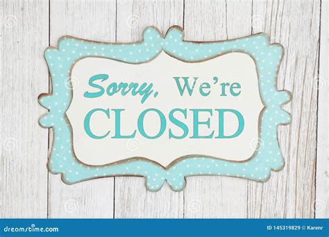 Sorry We Re Closed Text On A Retro Tin Polka Dot Picture Sign Stock