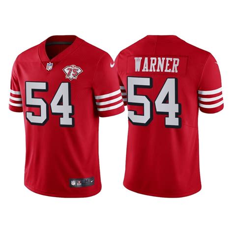 Men 54 Fred Warner San Francisco 49ers Red Throwback Limited Jersey