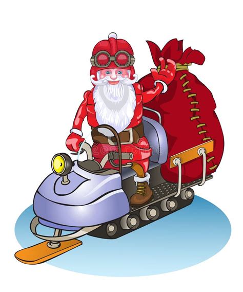 Santa Claus Hurries With Ts On The Magic Skis Stock Vector