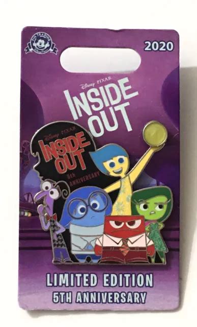 Disney Inside Out Joy Sadness Anger Fear 5th Anniversary Pin Brand New