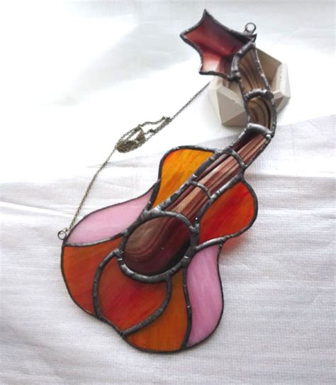 Stained Glass Window Hangings Guitar Suncatcher Music Lover Etsy