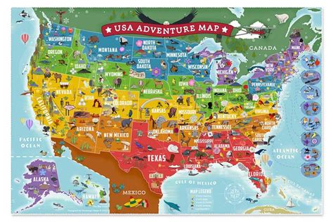 Usa Map For Kids Illustrated United States Geography Games For Kids