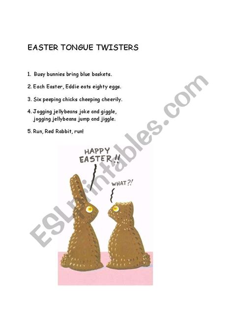 Easter Tongue Twisters Esl Worksheet By Bonca