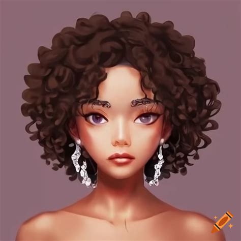Anime Style Character With Dark Skin And Curly Afro Hair On Craiyon