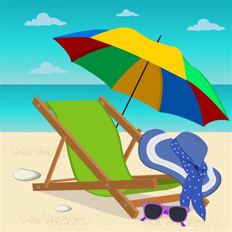 Beach Umbrella Lounge Chair Summer ~ Illustrations ~ Creative Market