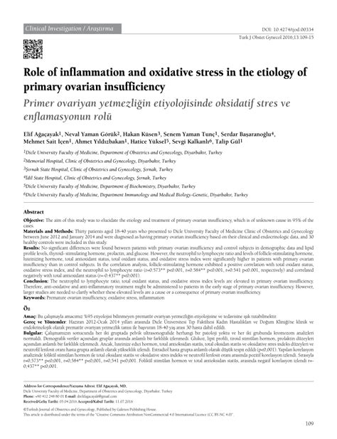 Pdf Role Of Inflammation And Oxidative Stress In The Etiology Of