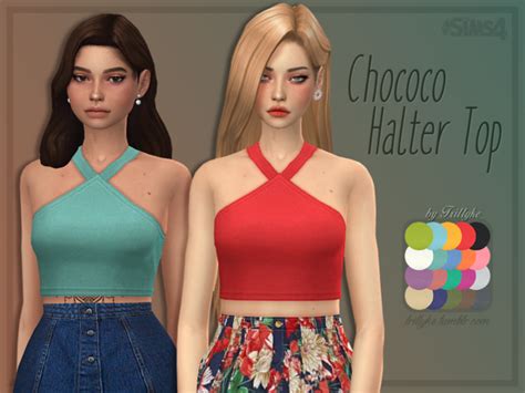 Sims 4 Cc — Trillyke Chococo Halter Top Cropped Top With