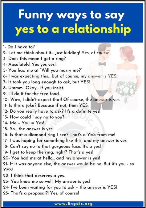 80 Funny Ways To Say Yes To A Marriage Proposal Engdic