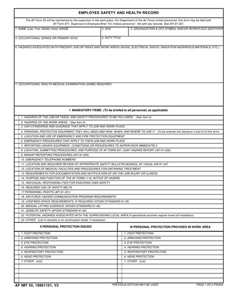 Fillable Af Form 55 Printable Forms Free Online