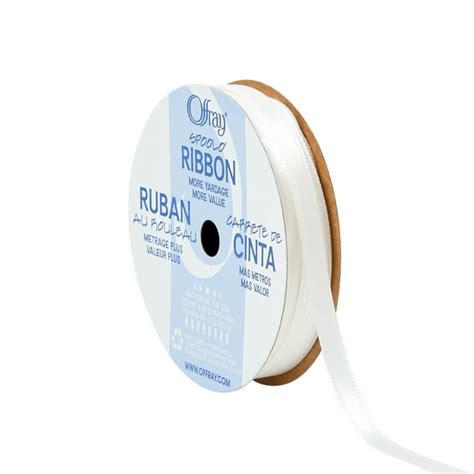 Offray Ribbon White 14 Inch Double Faced Satin Polyester Ribbon 10