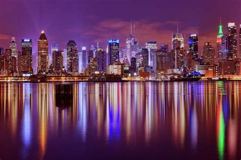 New York City Lights And Skyline At Photograph By Photography By Steve