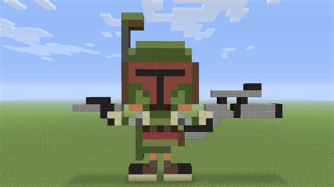 Minecraft Pixel Art Boba Fett From Star Wars Youtube