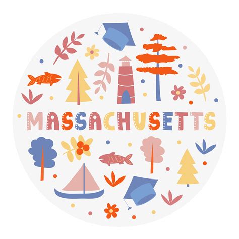 Usa Collection Vector Illustration Of Massachusetts Theme State Symbols 4549806 Vector Art At