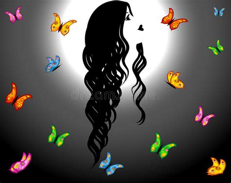 Woman Silhouette Stock Vector Illustration Of Hair Butterfly 18711286