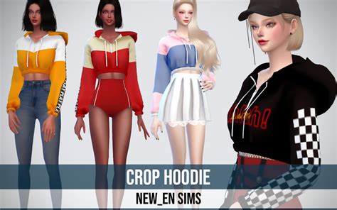 Newen Sims4 Crop Hoodie Top New Mesh All Newen092