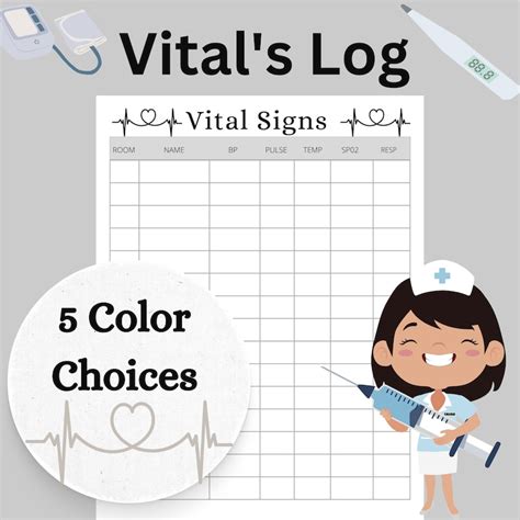 Printable Vitals Log Vitals Report Chart Vital Signs Tracking