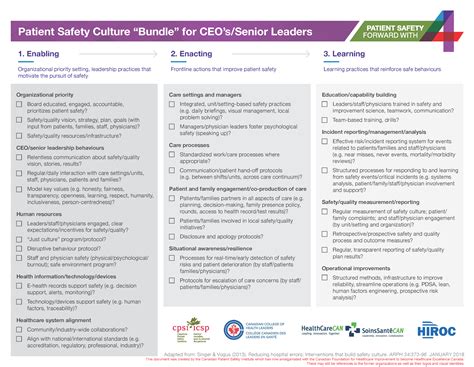 A Framework For Establishing A Patient Safety Culture