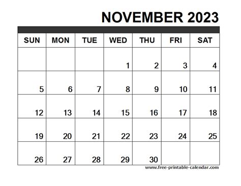 November 2023 Calendar Printable Free Printable