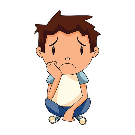 Cartoon Of A Sad Lonely Boy Kid Clip Art Vector Images