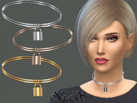 The Sims Resource Lock Pendant Choker By Natalis • Sims 4 Downloads