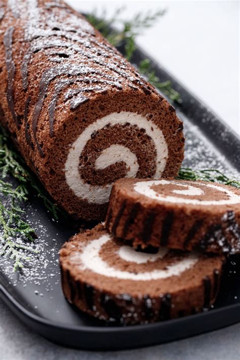 Chocolate Chestnut Christmas Roll Cake Yummiesta