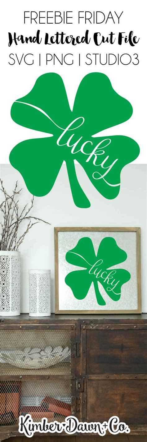 Hand Lettered Lucky Shamrock Free Svg Cut File