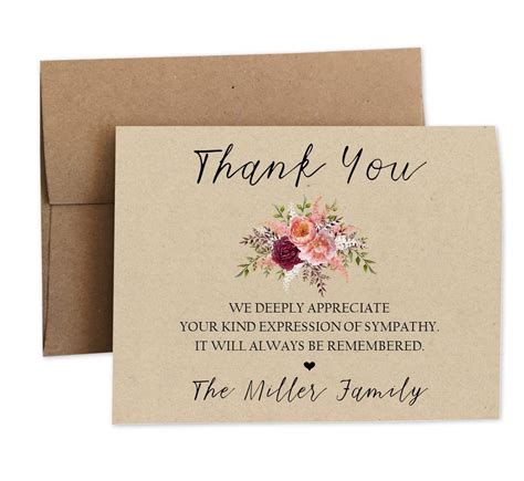 Sympathy Acknowledgement Cards Funeral Thank You And Bereavement Notes Personalized Paper