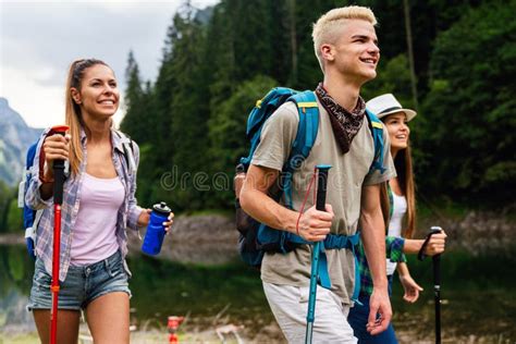 Group Of Happy Hiker Friends Trekking As Part Of Healthy Lifestyle