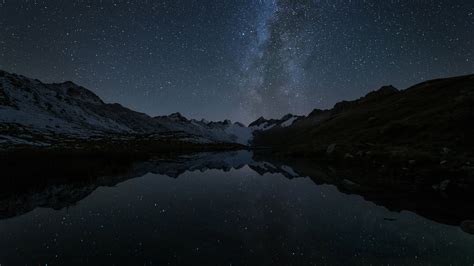 格里姆瑟尔山口totesee山地湖中倒映出的星星，瑞士伯尔尼 Bing Gallery