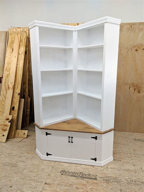 Shabby Chic Corner Bookcase With Seat Etsy Corner Bookshelves