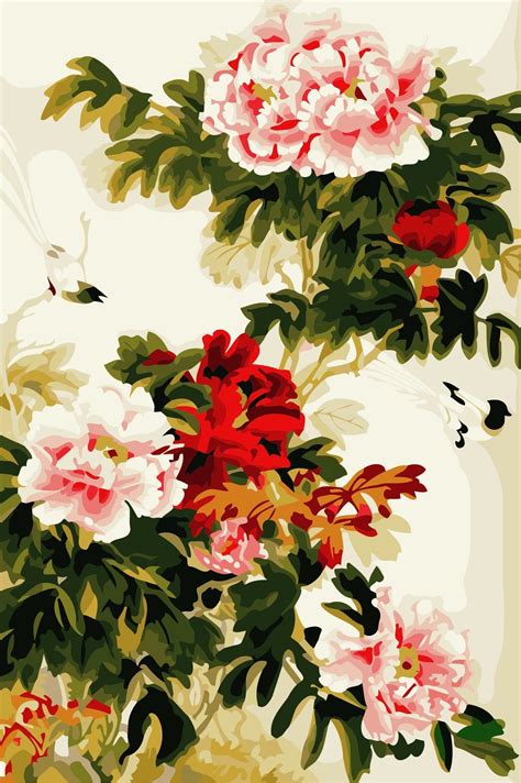 Beautiful Peony Flowers Flowers Paint By Number Paint By Numbers