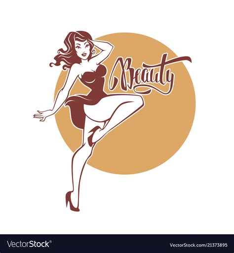 Sexy And Beauty Retro Pinup Girl And Lettering Vector Image