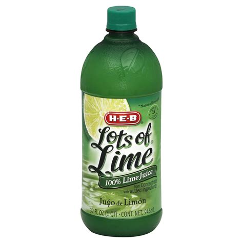 H E B Lot Of Lime Natural Strength 100 Lime Juice Shop Juice At H E B