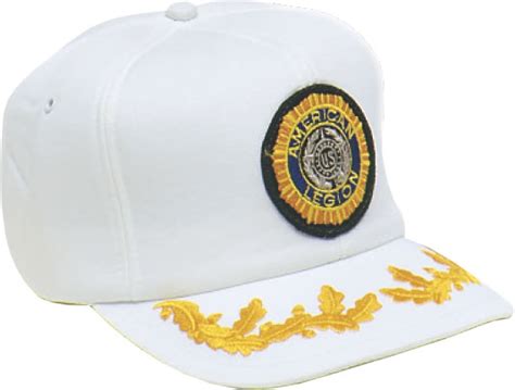 Gold Scrambled Eggs Cap White Solid American Legion Flag And Emblem