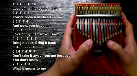 Love Of My Life Kalimba Tabs Letter And Number Notes Tutorial