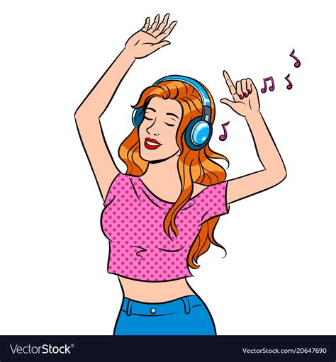 Girl Listen Music And Dancing Pop Art Royalty Free Vector