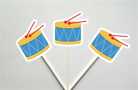 Drum Cupcake Toppers Music Cupcake Toppers By Craftycue On Etsy
