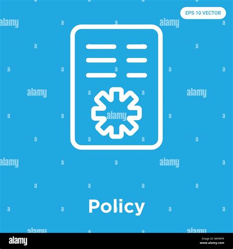 Policy Vector Icon Isolated On Blue Background Sign And Symbol Stock