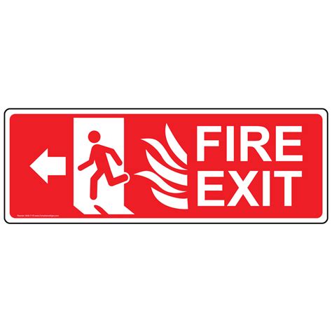 Fire Exit Left Sign Nhe 7170 Exit Emergency Fire