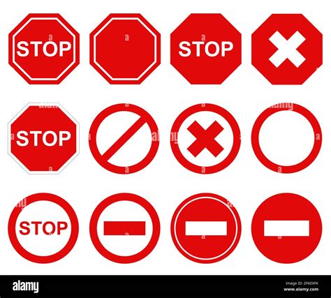 Set Of Different Stop Signs Isolated On White Stock Photo Alamy