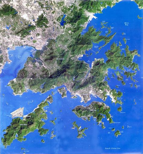 Detailed Satellite Map Of Hong Kong Hong Kong Asia Mapsland