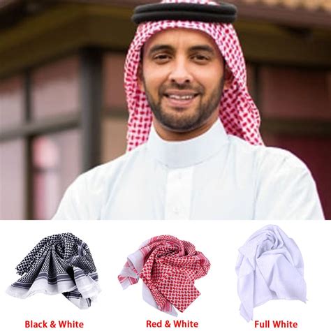 138138cm Men Muslim Headwear Plaid Polyester Head Cover Scarf Saudi